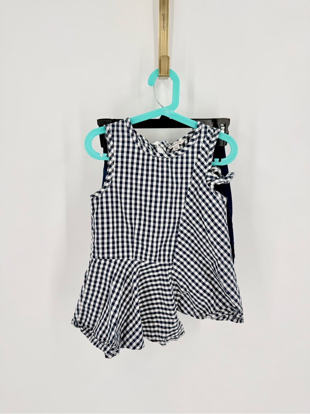 Habitual Navy & White Gingham Ruffle Tank Top